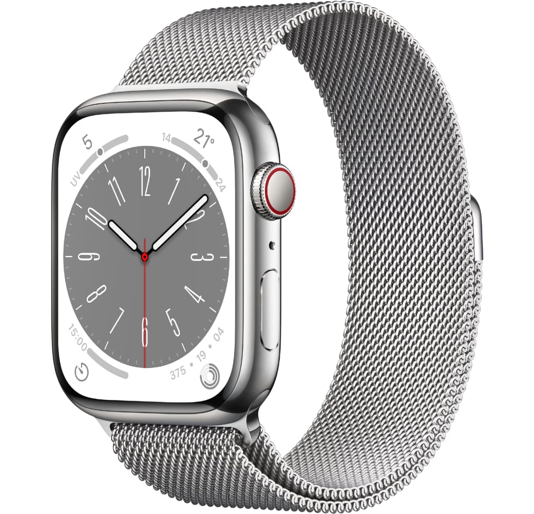 Silver Apple Watch Series 8 GPS + Cellular, Stainless Steel Case, 45mm.1