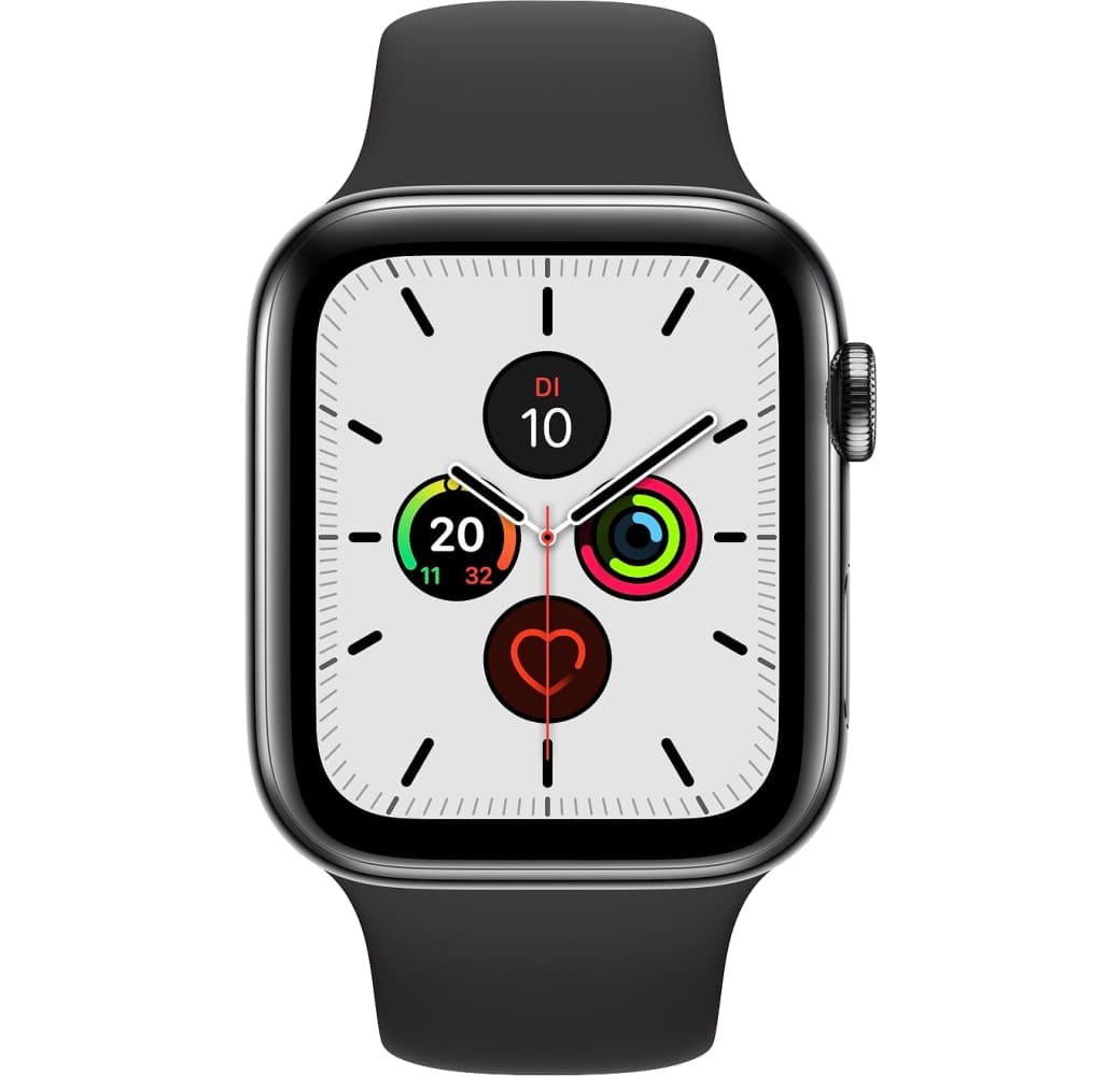 Schwarz Apple Watch Series 5 GPS + Cellular, Edelstahlgehäuse, 44 mm.1