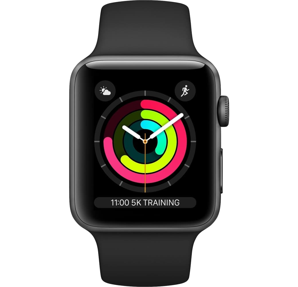 Schwarz Apple Watch Serie 3 GPS, 38 mm Aluminium-Gehäuse, Sportarmband.1