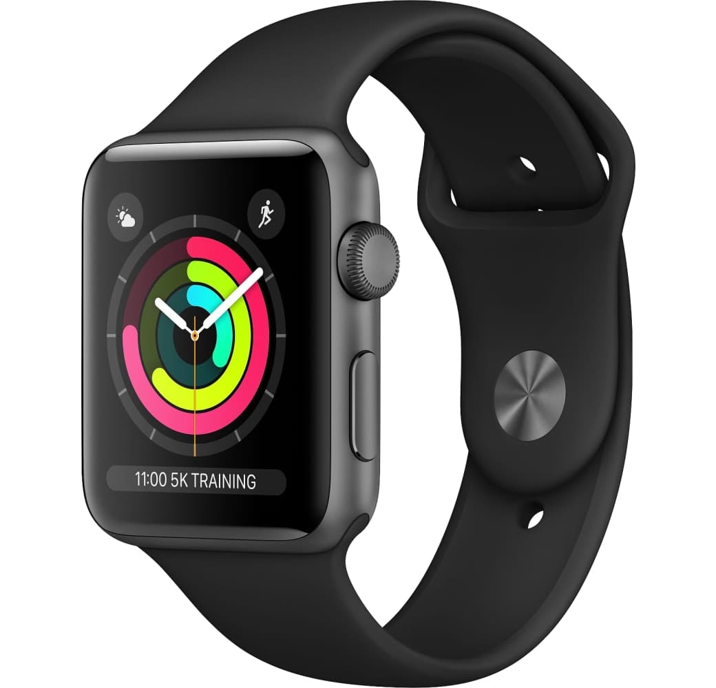 Schwarz Apple Watch Serie 3 GPS, 38 mm Aluminium-Gehäuse, Sportarmband.2