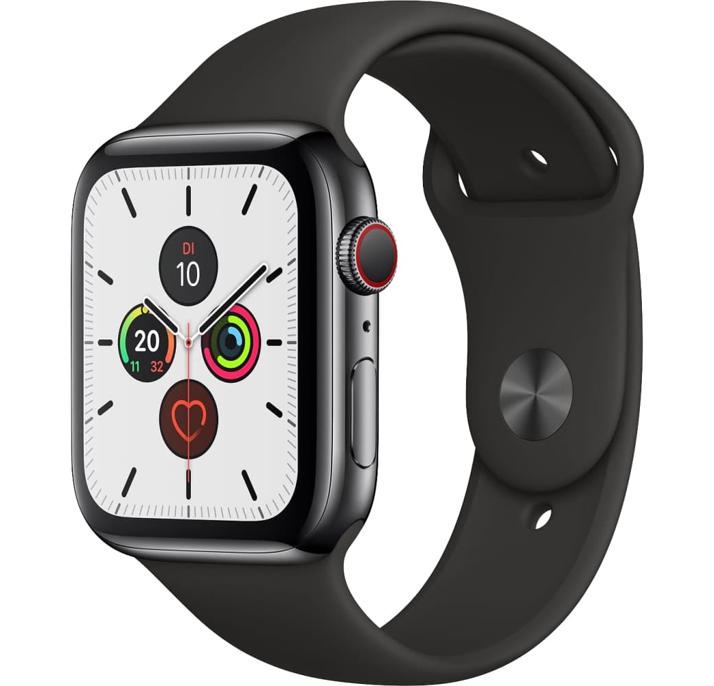 Schwarz Apple Watch Series 5 GPS + Cellular, Edelstahlgehäuse, 44 mm.2