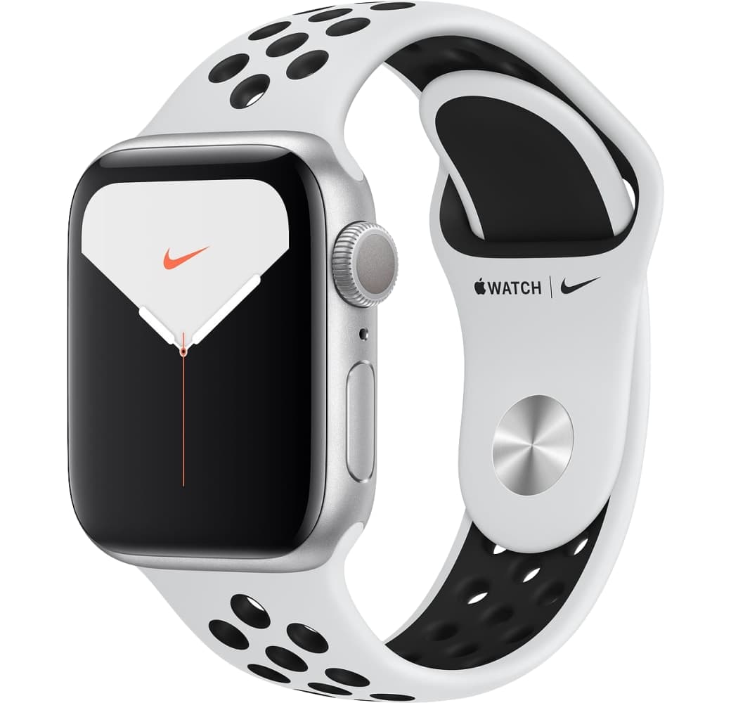Reines Platin / Schwarz Apple Watch Nike Series 5 GPS, Aluminiumgehäuse, 40 mm.2