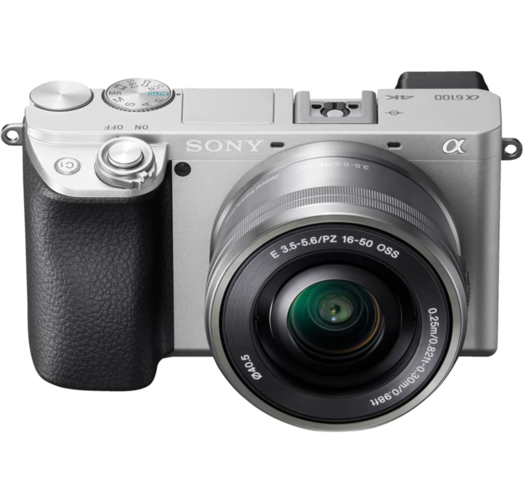 Silber Sony Apha 6100 Systemkamera, mit Objektiv E PZ 16-50 mm f/3.5-5.6 OSS.1