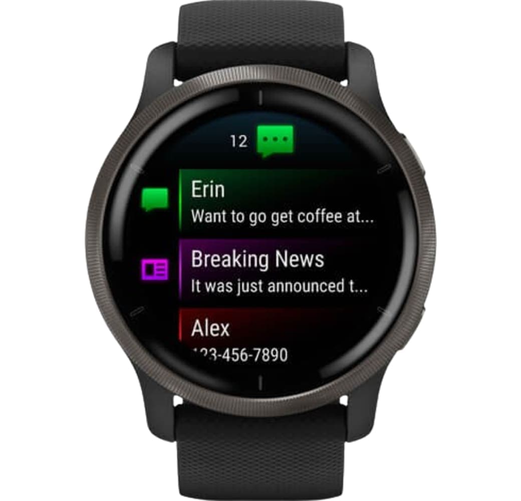 Black / Slate Gray Garmin Venu 2 Smartwatch, Fiber reinforced polymer case, 45mm.2