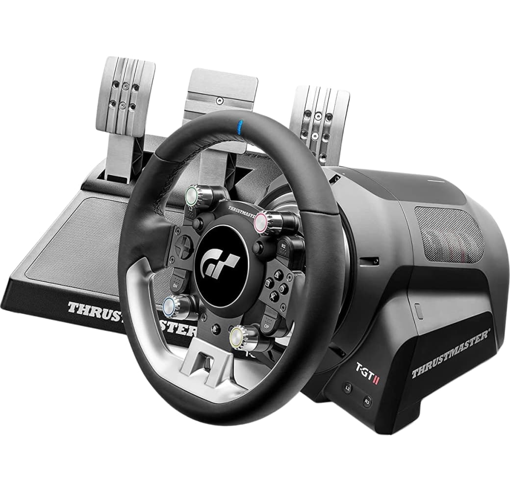 Black Thrustmaster T-GT II Racing Steering Wheel + 3 Pedal Set.2