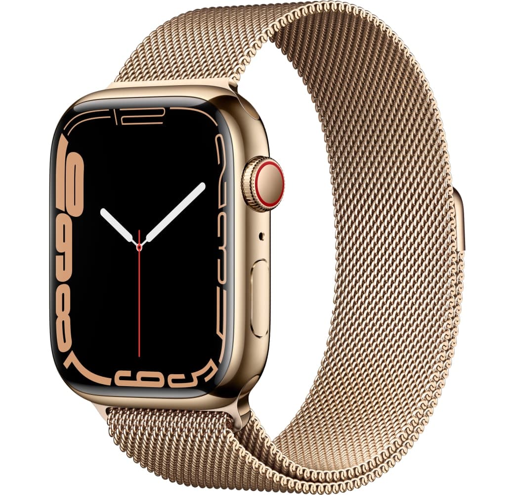 Gold Apple Watch Series 7 GPS + Cellular, caja de acero inoxidable, 41 mm.1
