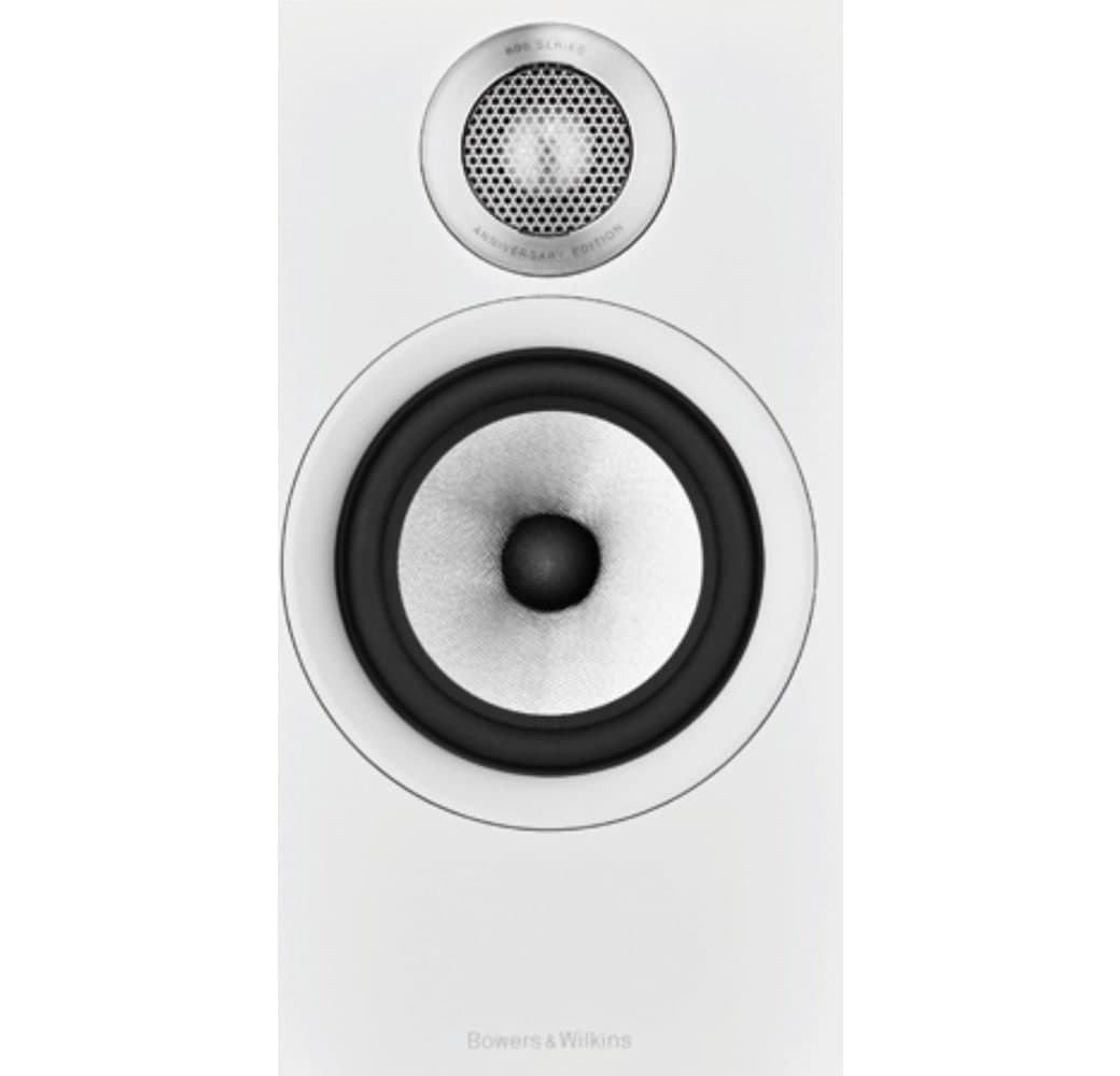 White Bowers & WIlkins 607 S2 Anniversary Edition Bookshelf speakers (piece).3