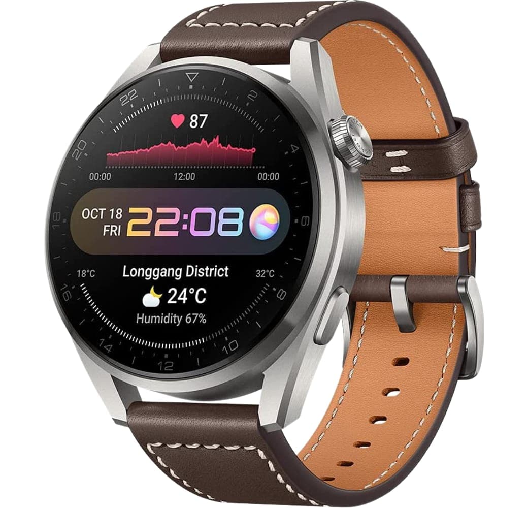 Braun Huawei Watch 3 Pro Classic GPS Smartwatch, Titanium Case, 48mm.1