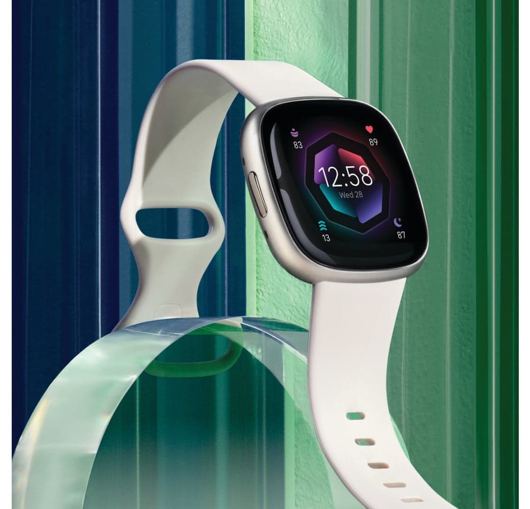 Lunar White Fitbit Sense 2 Smartwatch, Aluminium Case, 40mm.5