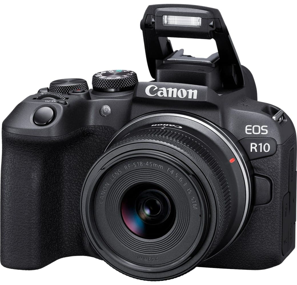 Schwarz Canon EOS R10 Systemkamera, mit Objektiv RF-S 18-45mm f/4.5-6.3 IS STM + EF-EOS R Adapter.2