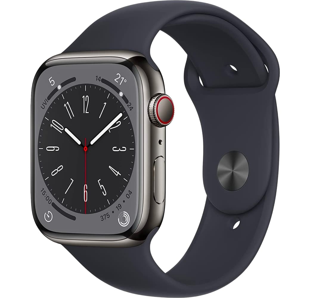 Midnight Apple Watch Series 8 GPS + Cellular, Stainless Steel Case, 45mm.1