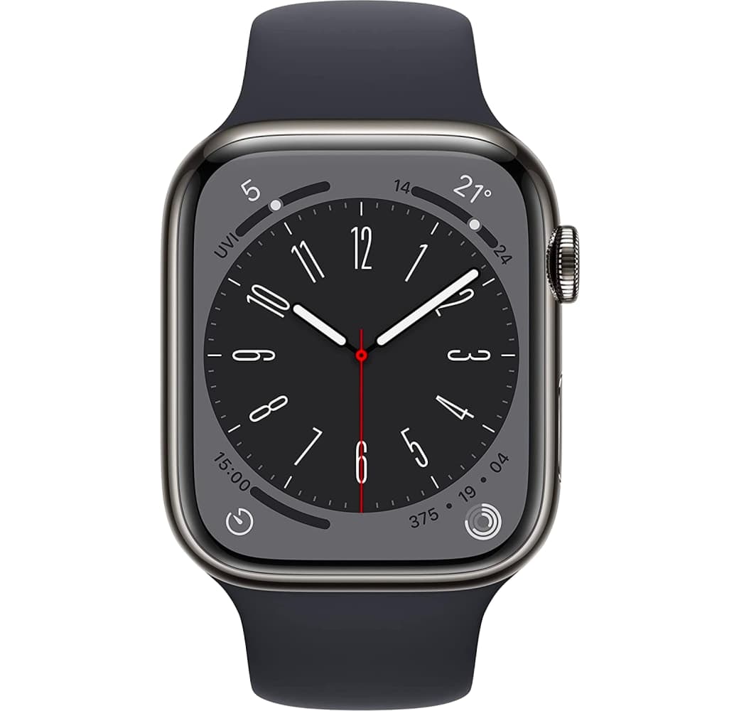 Midnight Apple Watch Series 8 GPS + Cellular, Stainless Steel Case, 45mm.2