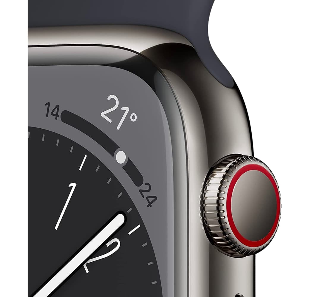 Midnight Apple Watch Series 8 GPS + Cellular, Stainless Steel Case, 45mm.3