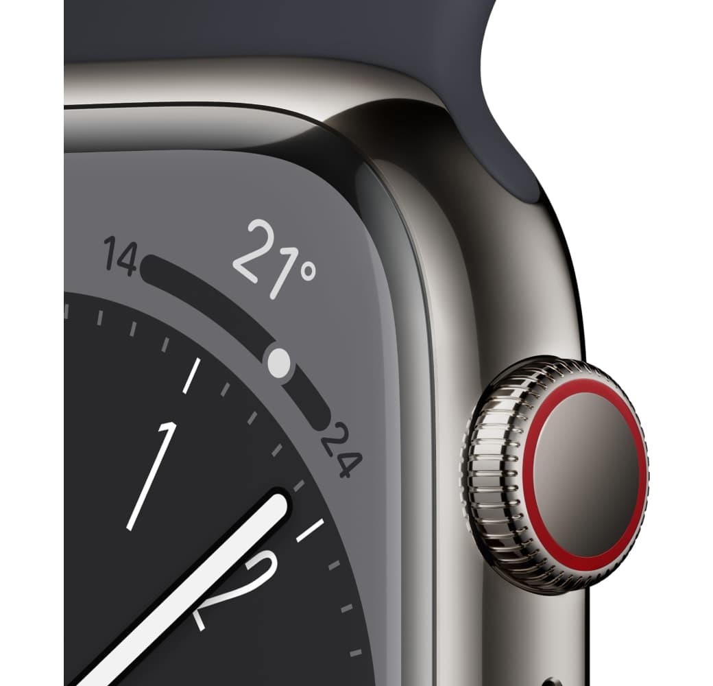 Midnight Apple Watch Series 8 GPS + Cellular, Stainless Steel Case, 41mm.3