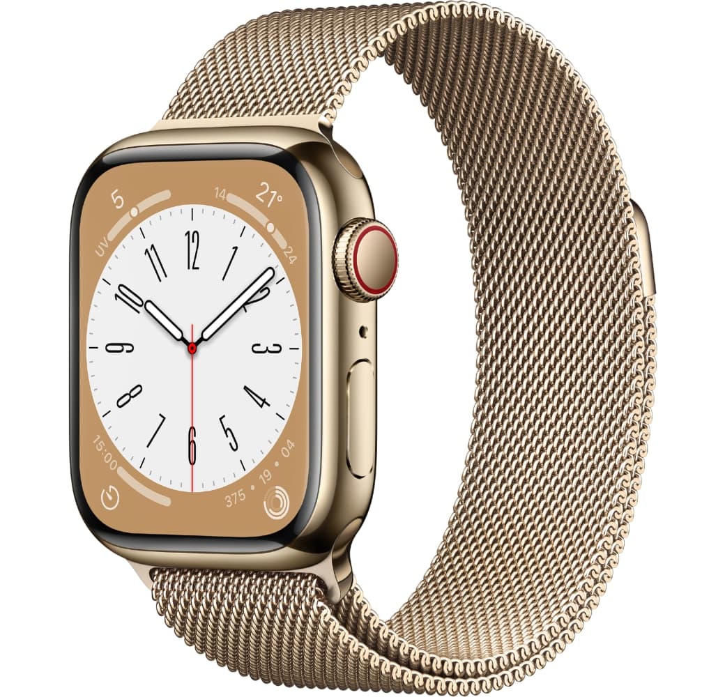 Gold Apple Watch Series 8 GPS + Cellular, Edelstahlgehäuse, 41 mm.1