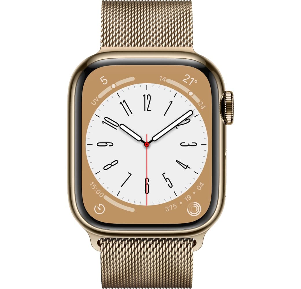 Gold Apple Watch Series 8 GPS + Cellular, Edelstahlgehäuse, 41 mm.2
