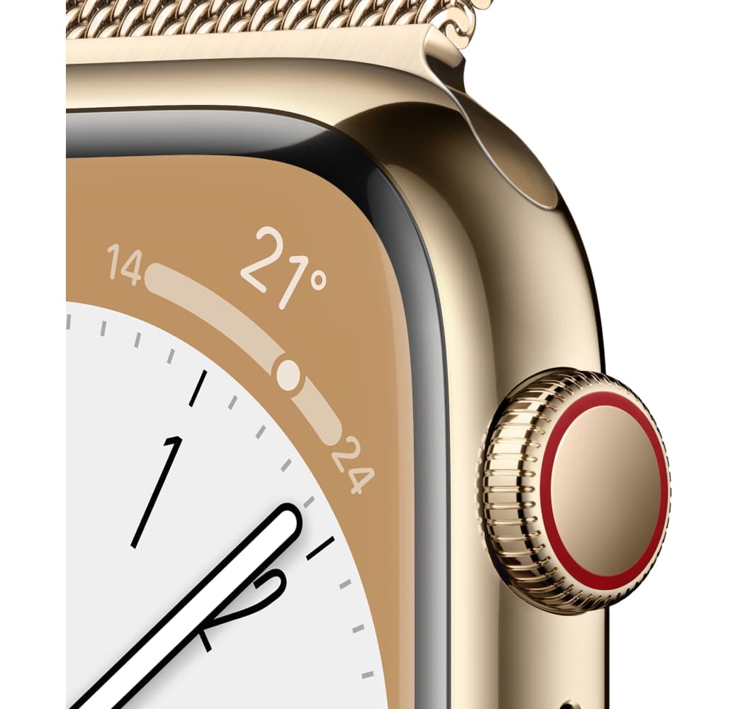 Gold Apple Watch Series 8 GPS + Cellular, Edelstahlgehäuse, 41 mm.3