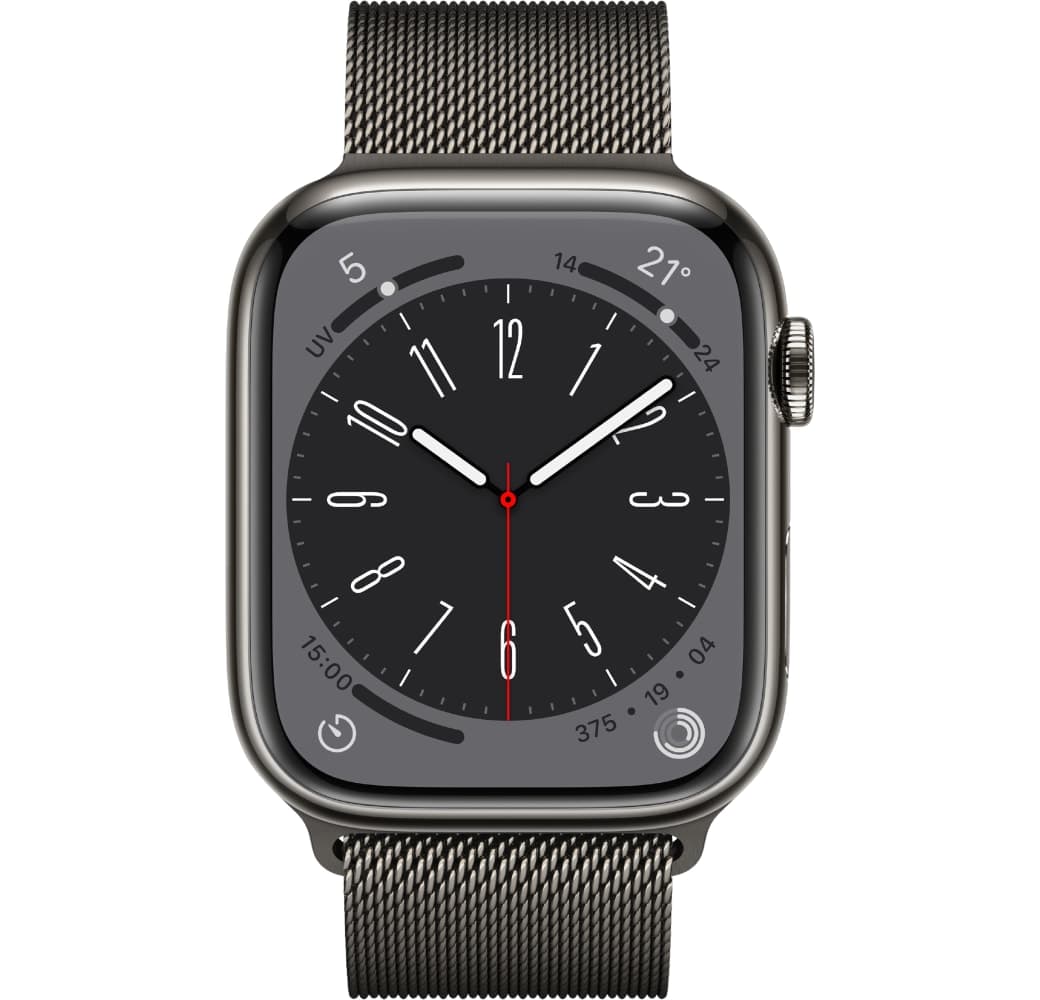 Grau Apple Watch Series 8 GPS + Cellular, Edelstahlgehäuse, 45 mm.2
