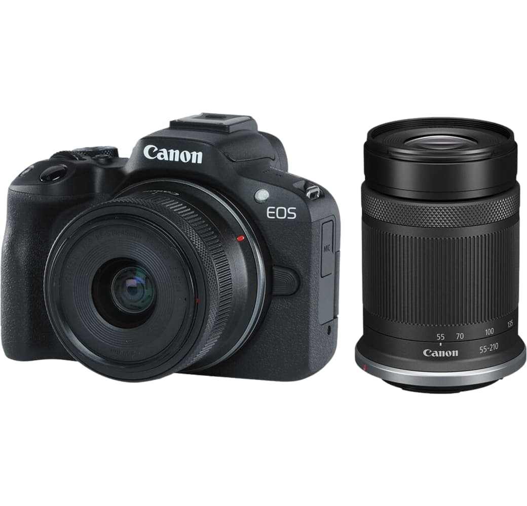Black Canon EOS R50 Camera Kit with RF-S 18-45mm f/4.5-6.3 IS STM + RF-S 55-210mm f/5-7.1 IS STM Lens.1