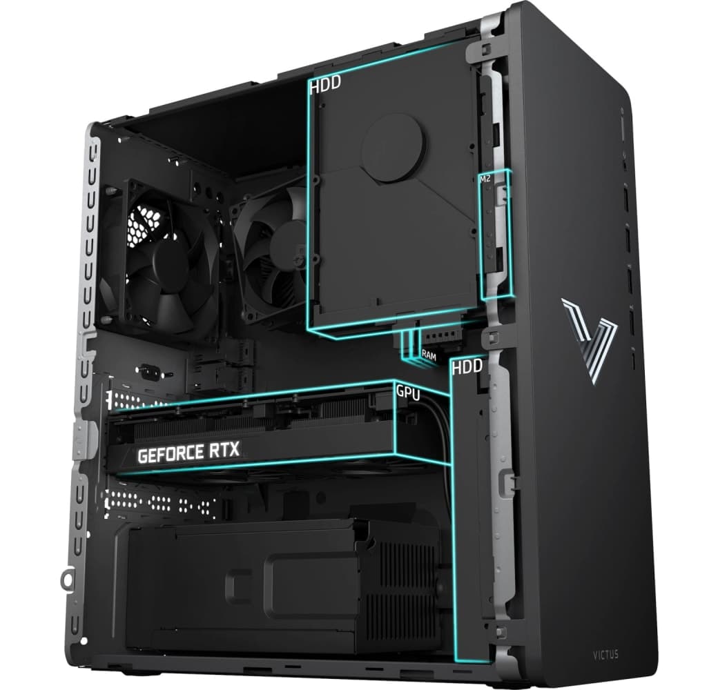 Black HP Victus TG02-0015ng Gaming Desktop - AMD Ryzen™ 7 5700G - 16GB - 512GB SSD + 1TB HDD - NVIDIA® GeForce® RTX 3060 Tu.4