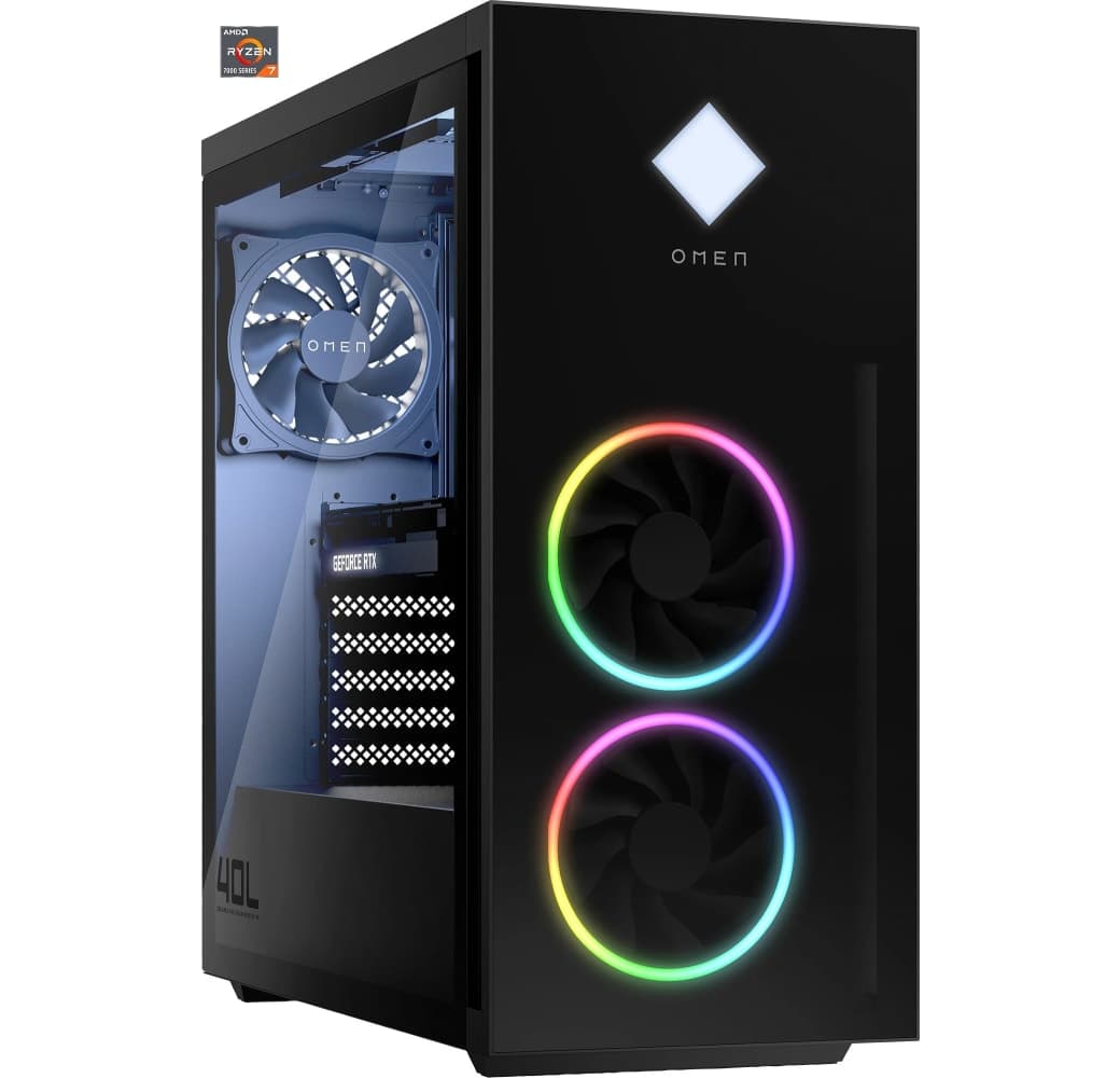 Black HP Omen GT21-1024ng Gaming Desktop - AMD Ryzen™ 7 7700x - 32GB - 1TB SSD + 2TB HDD - NVIDIA® GeForce® RTX 4070 Ti.1