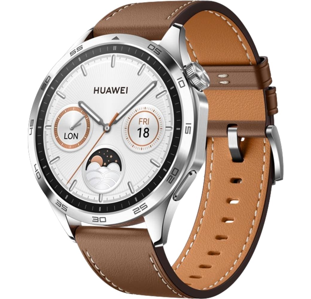 Brown Huawei Watch GT4 Smartwatch, Stainless Steel Case, 46mm.1