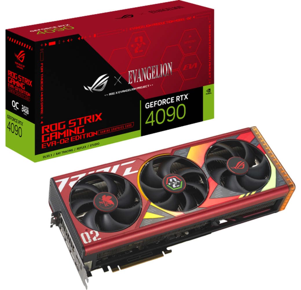 Red ASUS GeForce RTX 4090 ROG Strix 24GB OC EVA-02 Edition Gaming Graphics Card.8
