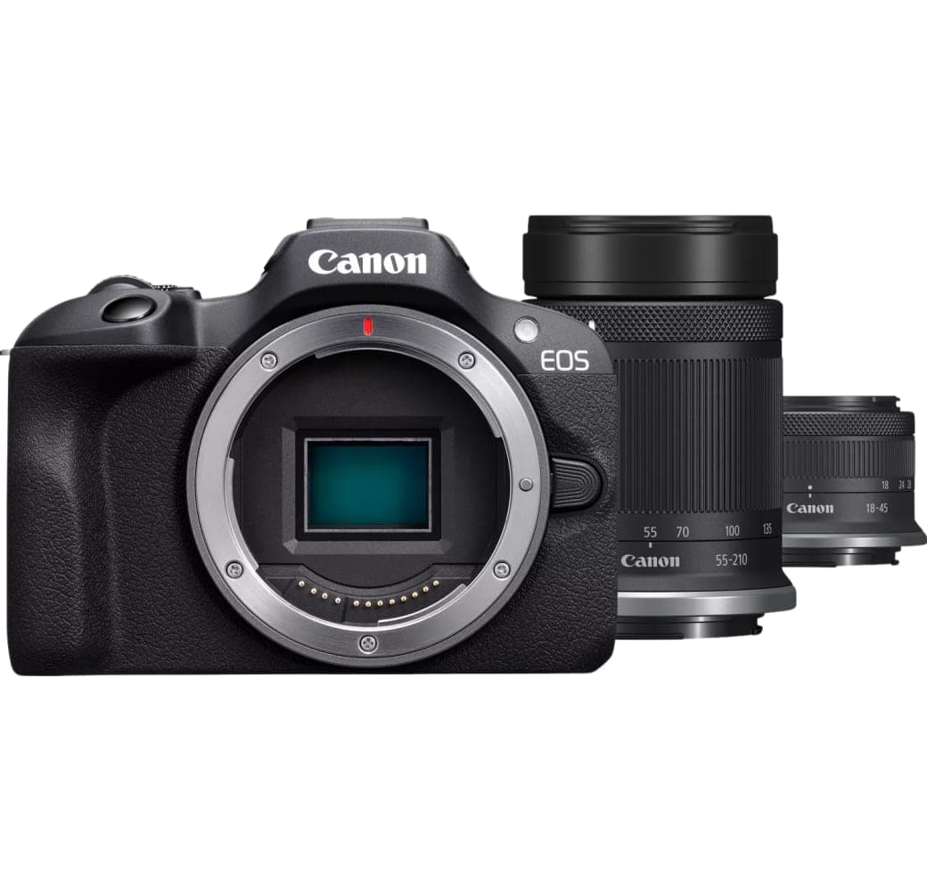 Canon EOS R100 Camera Kit with RF-S 18-45mm f/4.5-6.3 IS STM + RF-S 55-210mm f/5-7.1 IS STM Lens.1