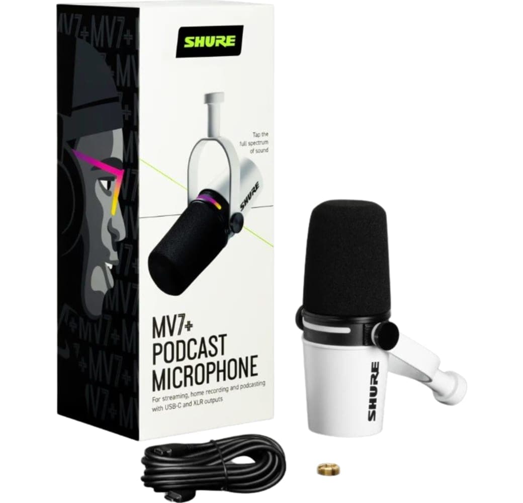White Shure MV7+ Podcast Microphone.5