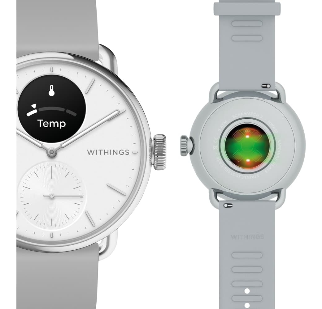 Pearl White Withings ScanWatch 2, Edelstahlgehäuse, 38 mm.2