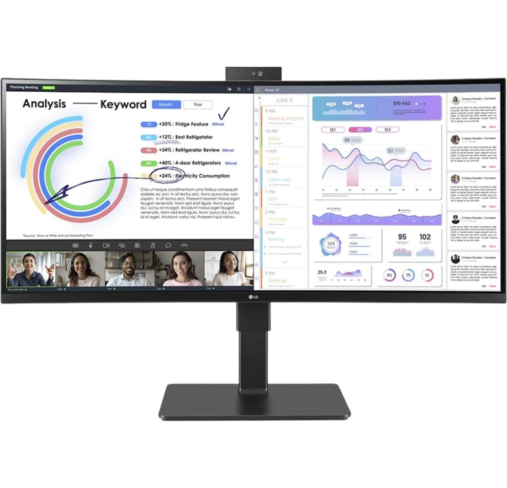 Black LG - 34" LG 34BQ77QC-B 34" UltraWide WQHD IPS Webcam & Microphone Monitor 34BQ77QC-B.1