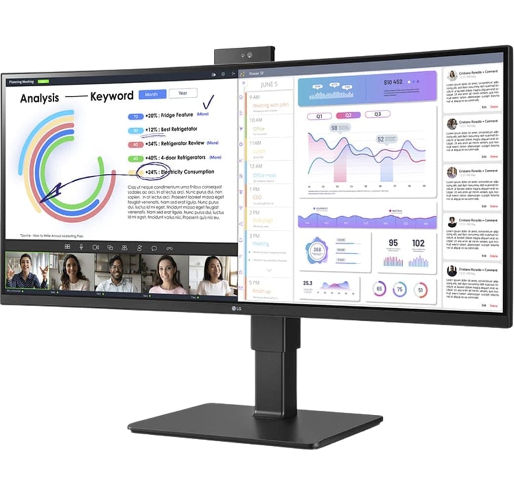 Black LG - 34" LG 34BQ77QC-B 34" UltraWide WQHD IPS Webcam & Microphone Monitor 34BQ77QC-B.2