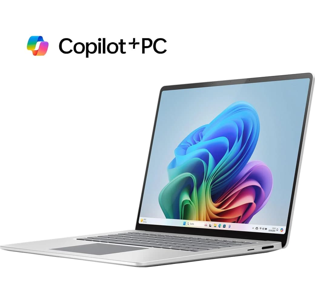 Platinum Microsoft Surface Laptop, Copilot+ PC – 7th Edition - 15” touchscreen – Snapdragon® X Elite – 16GB – 256GB SSD.1