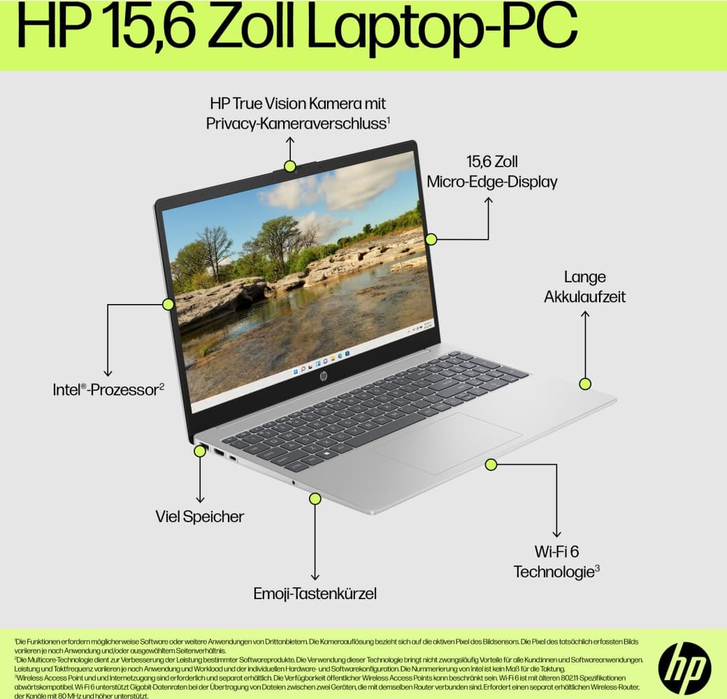 Natural Silver HP 15-fd1053ng Laptop - Intel® Core™ 3-100U - 8GB - 512GB - Intel® Arc.8