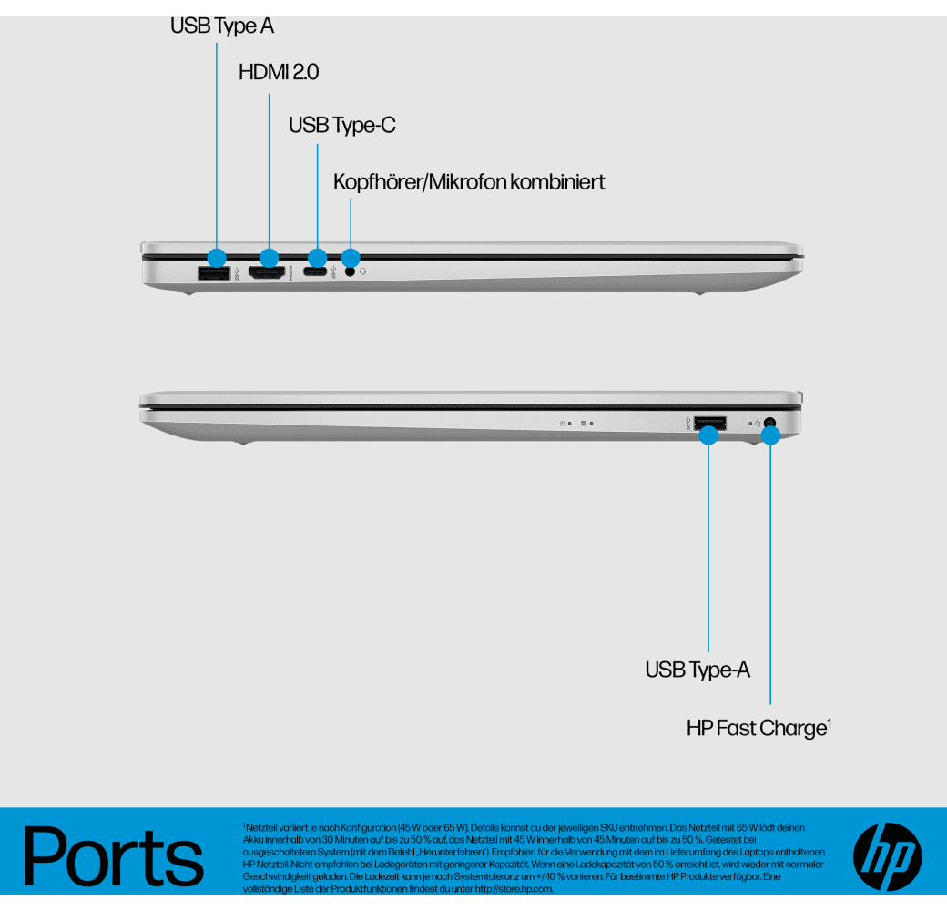 Natürliches Silber HP 17-cn4057ng Notebook - AMD Core™ 5 120U - 16GB - 1TB - Intel® Intel® Arc.9
