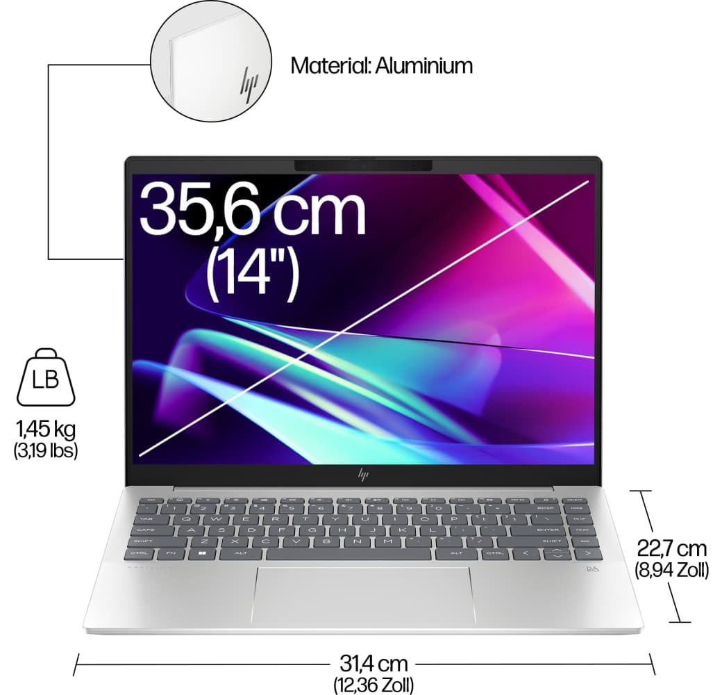 Mondlichtblau HP Pavilion Plus 14-ew1055ng Notebook - Intel® Core™ Ultra 5-125H - 16GB - 512GB - Intel® Intel Arc Graphics.8