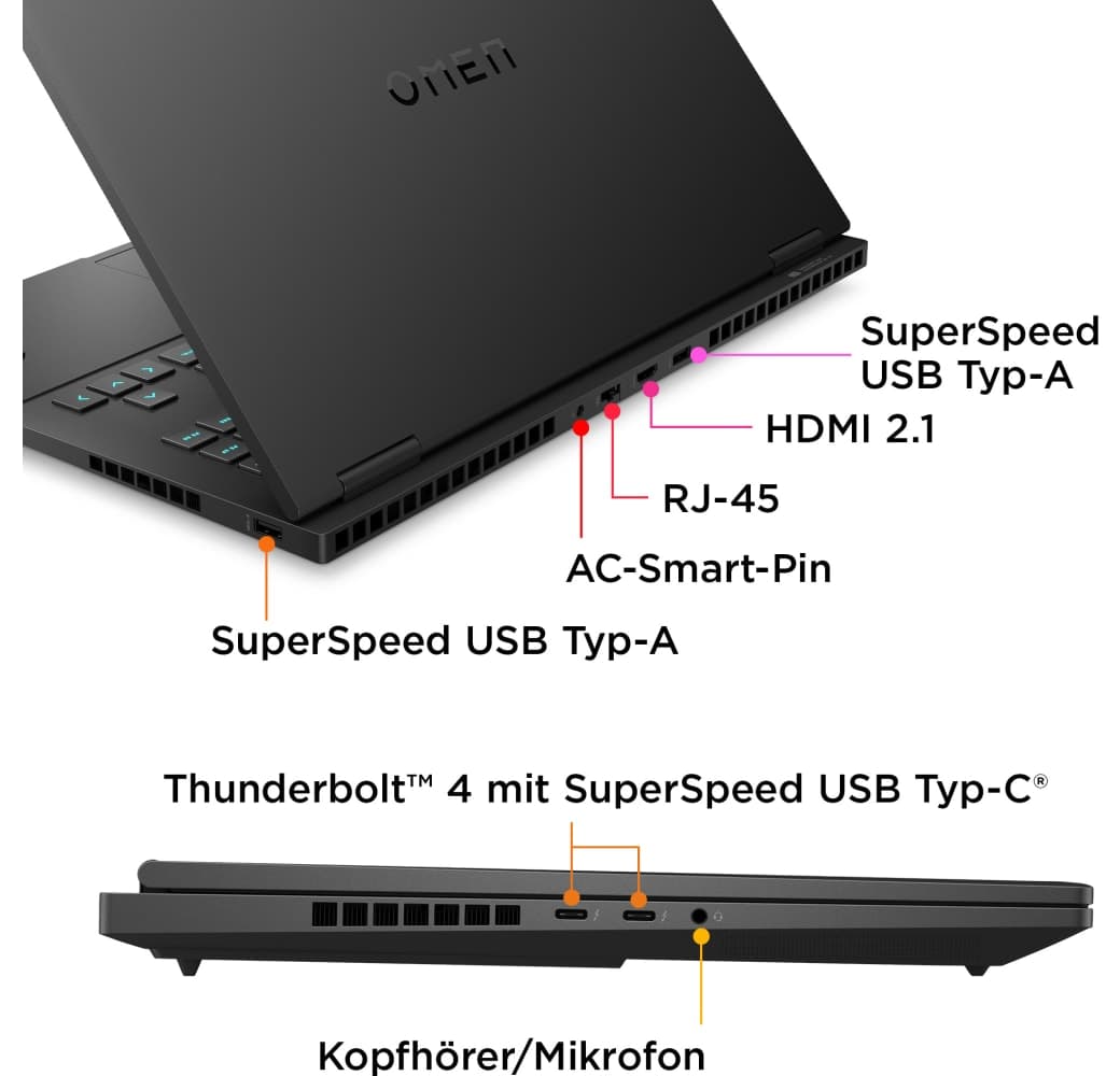 Schatten schwarz HP Omen 16-wf1077ng Gaming-Laptop - Intel® Core™ i7-14700HX - 32 GB - 1 TB SSD - NVIDIA® GeForce® RTX™ 4070 - Deutsch (QWERTZ).6