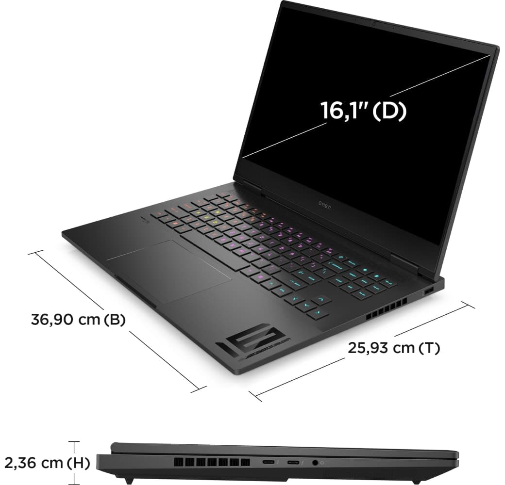 Schatten schwarz HP Omen 16-wf1077ng Gaming-Laptop - Intel® Core™ i7-14700HX - 32 GB - 1 TB SSD - NVIDIA® GeForce® RTX™ 4070 - Deutsch (QWERTZ).7
