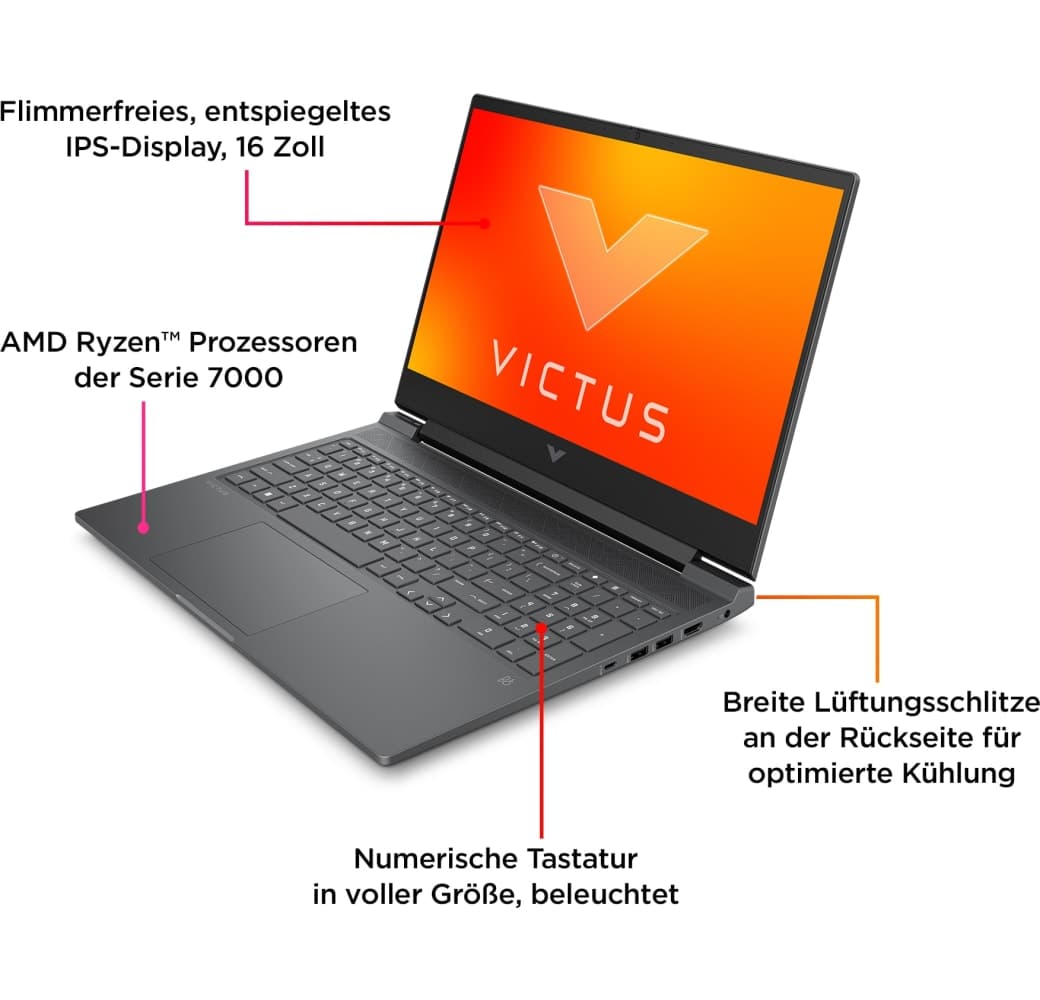 Black HP Victus 16-r0077ng Gaming Laptop - Intel® Core™ i7-13700H - 16GB - 1TB SSD - NVIDIA® GeForce® RTX 4070.6