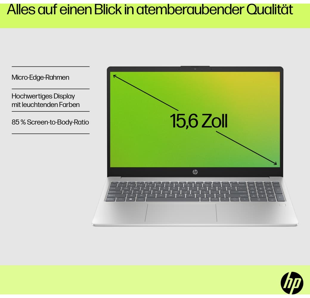 Natural Silver HP 15-fd1058ng Laptop - Intel® Core™ i5-120U - 16GB - 512GB - Intel® Intel Arc Graphics.9