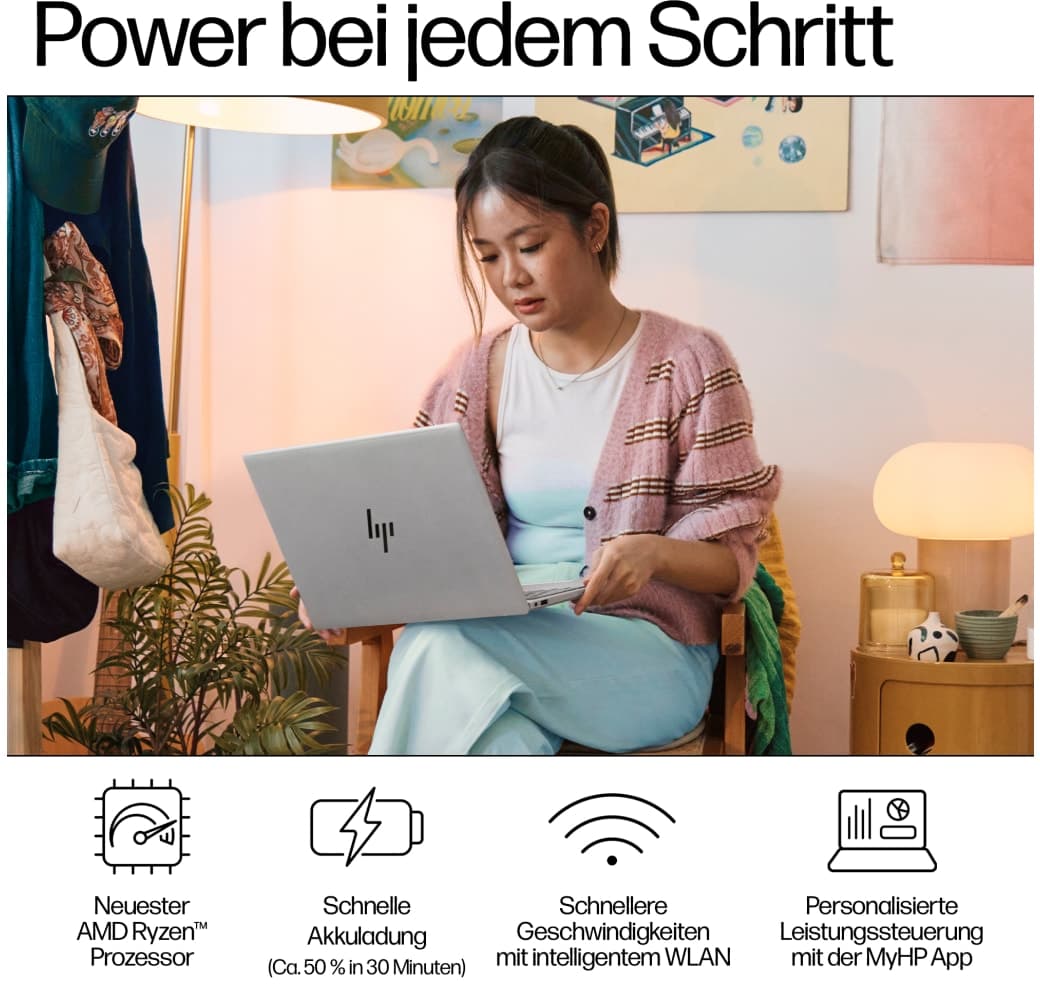 Schwarz HP Pavilion Plus 14-ey0050ng Laptop - AMD Ryzen™ 7 7540U - 16 GB - 1 TB SSD - AMD Radeon™ Grafik - Deutsch (QWERTZ).10