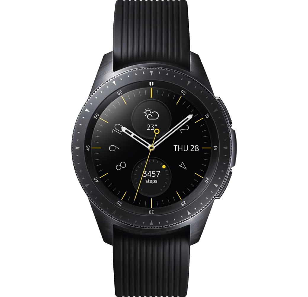 Black Samsung Galaxy Watch 4G, 42mm Stainless steel case, Silicone band.1