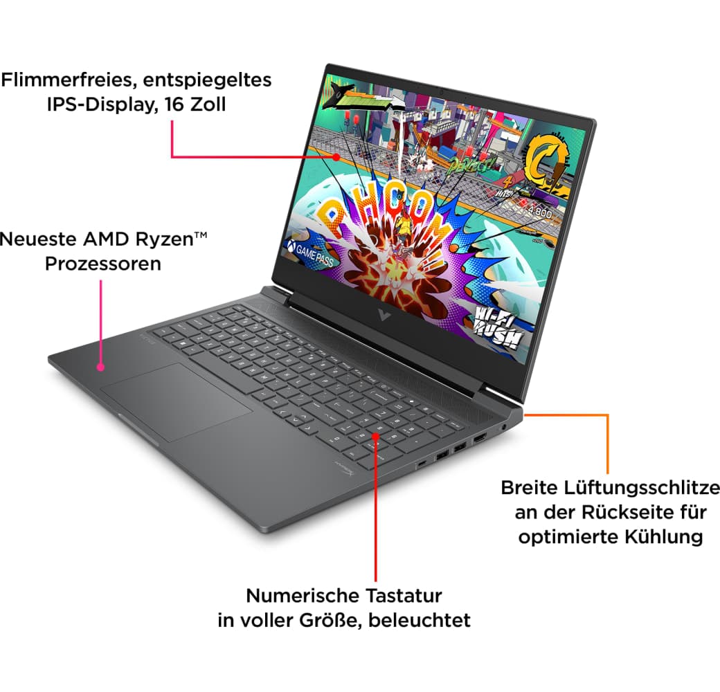 Mica Silver HP Victus 16-s1076ng Gaming Laptop - AMD Ryzen™ 7 8840H - 16GB - 1TB - NVIDIA® GeForce® RTX™ 4060.7