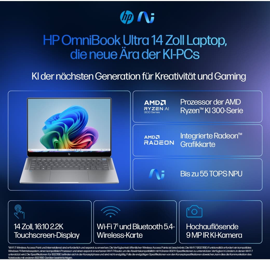 Grey HP OmniBook Ultra 14-fd0097ng Laptop - AMD Ryzen™ 9 AI HX 375 - 32GB - 1TB SSD - AMD AMD Radeon 890M.4