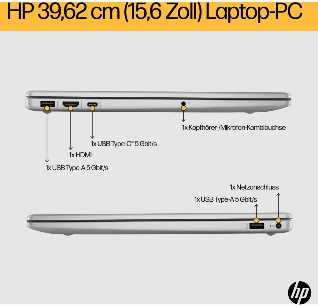 Natural Silver HP 15-fc0052ng Laptop - AMD Ryzen™ 5 7520U - 16 GB - 1 TB SSD - AMD Radeon™ Grafik - Deutsch (QWERTZ).4
