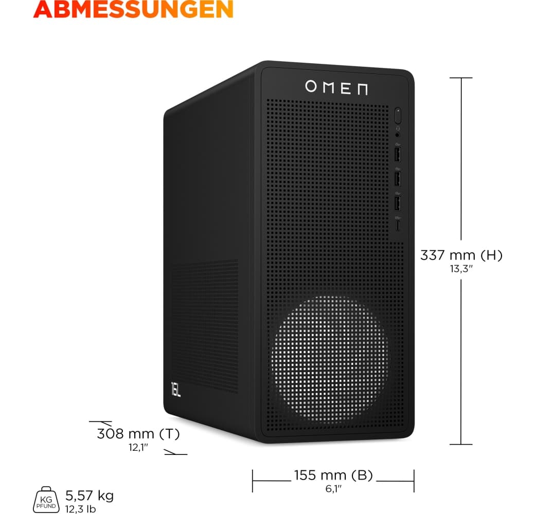 Schwarz HP OMEN 16L TG03-0278ng Gaming Desktop - Intel® Core™ i7-14700 - 32GB - 1TB SSD - NVIDIA® GeForce® RTX™ 5060 Ti.5