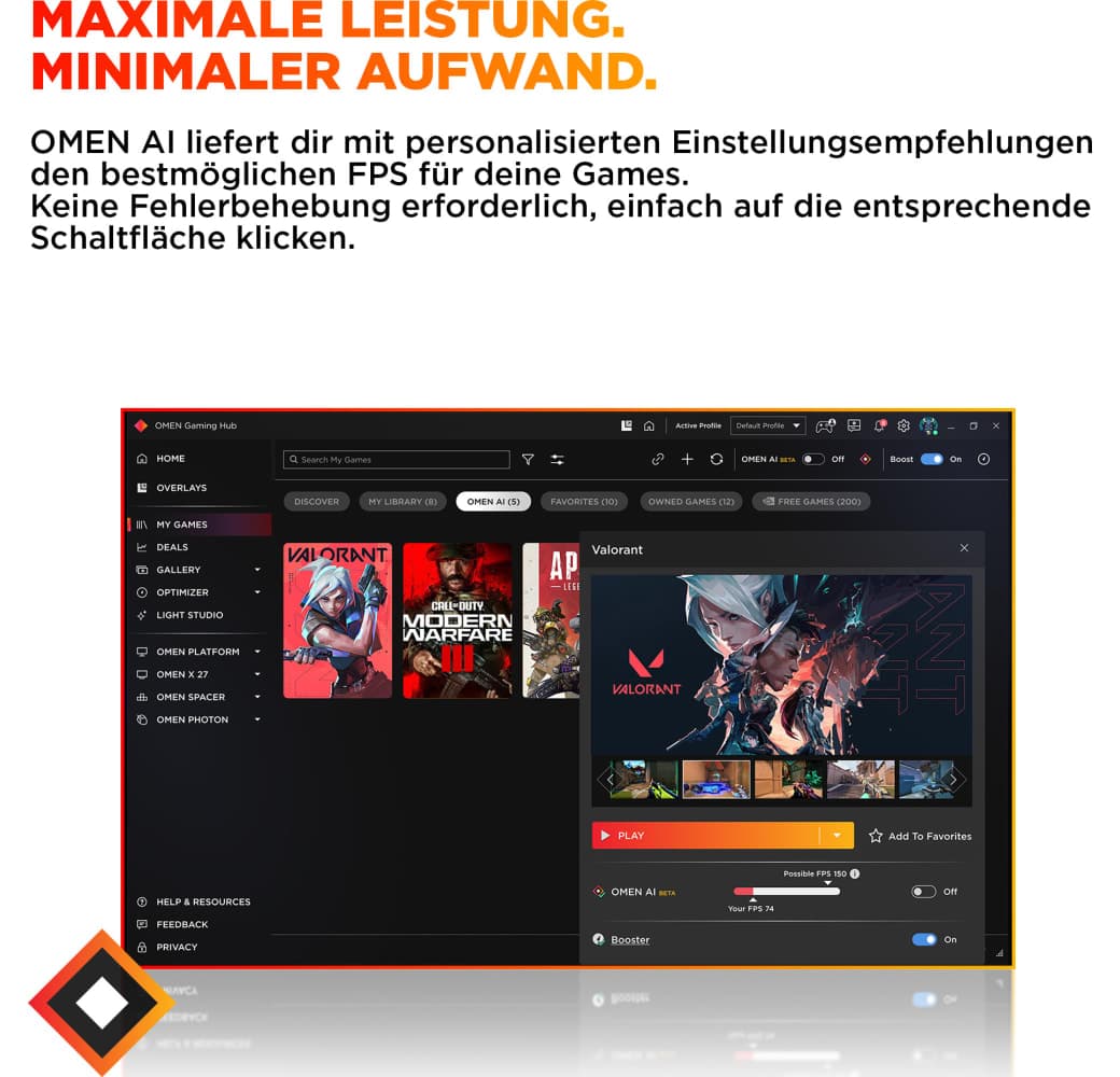 Schwarz HP OMEN 16L TG03-0278ng Gaming Desktop - Intel® Core™ i7-14700 - 32GB - 1TB SSD - NVIDIA® GeForce® RTX™ 5060 Ti.10