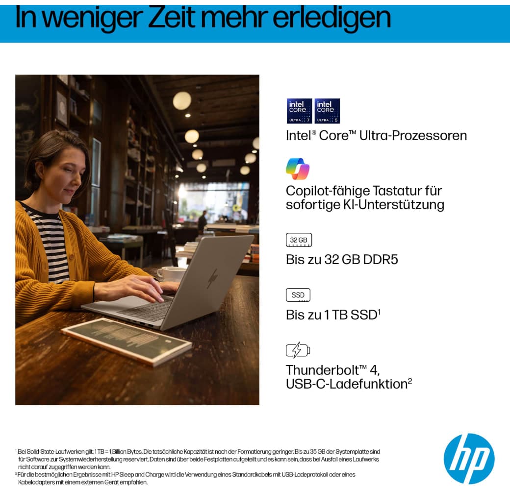 Glacier Silver HP OmniBook 7 14-fr0076ng Laptop - Intel® Core™ Ultra 7-255H - 32GB - 1TB SSD - Intel® Intel Arc Graphics - German (QWERTZ).6