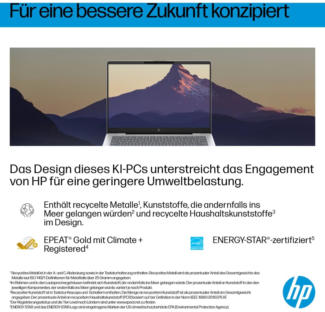 Glacier Silver HP OmniBook 7 14-fr0076ng Laptop - Intel® Core™ Ultra 7-255H - 32GB - 1TB SSD - Intel® Intel Arc Graphics - German (QWERTZ).7