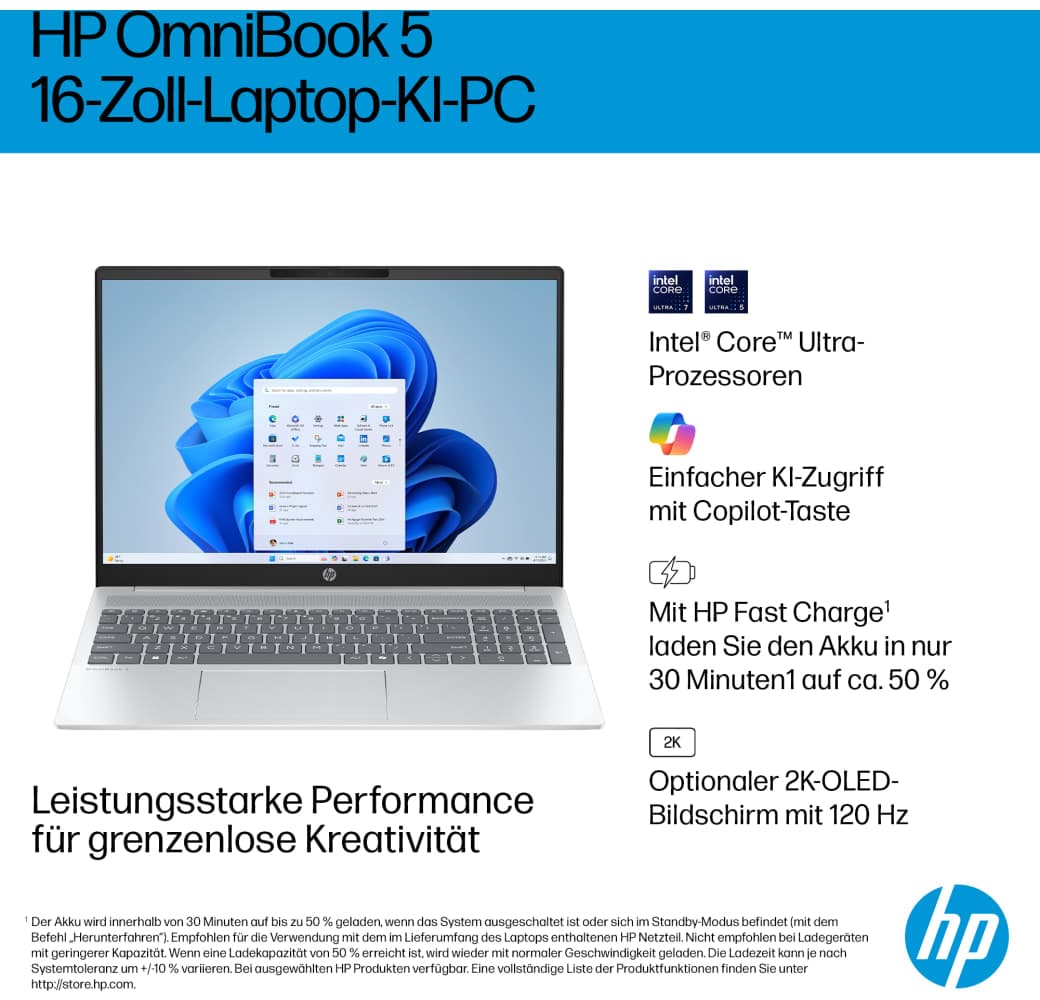 Glacier Silver HP OmniBook 5 16-af1055ng Laptop - Intel® Core™ Ultra 5-225U - 16GB - 512GB SSD - Intel® Intel Graphics.7